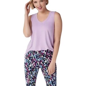 Cuddl Duds Plus Flexwear Light Purple Tank Top V-Neck Sleeveless Blouse Lounge